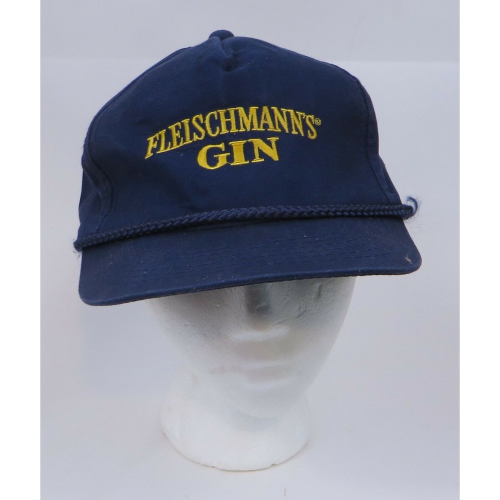 Vtg  Fleischmann's Gin Cap Hat  w/ Leather Strapback Clasp Champion Headwear